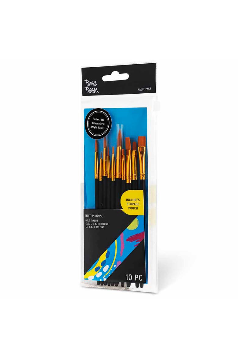 Brush Set Value Pack 10Pc Gold Taklon Bristles, Alternate, color, Gold