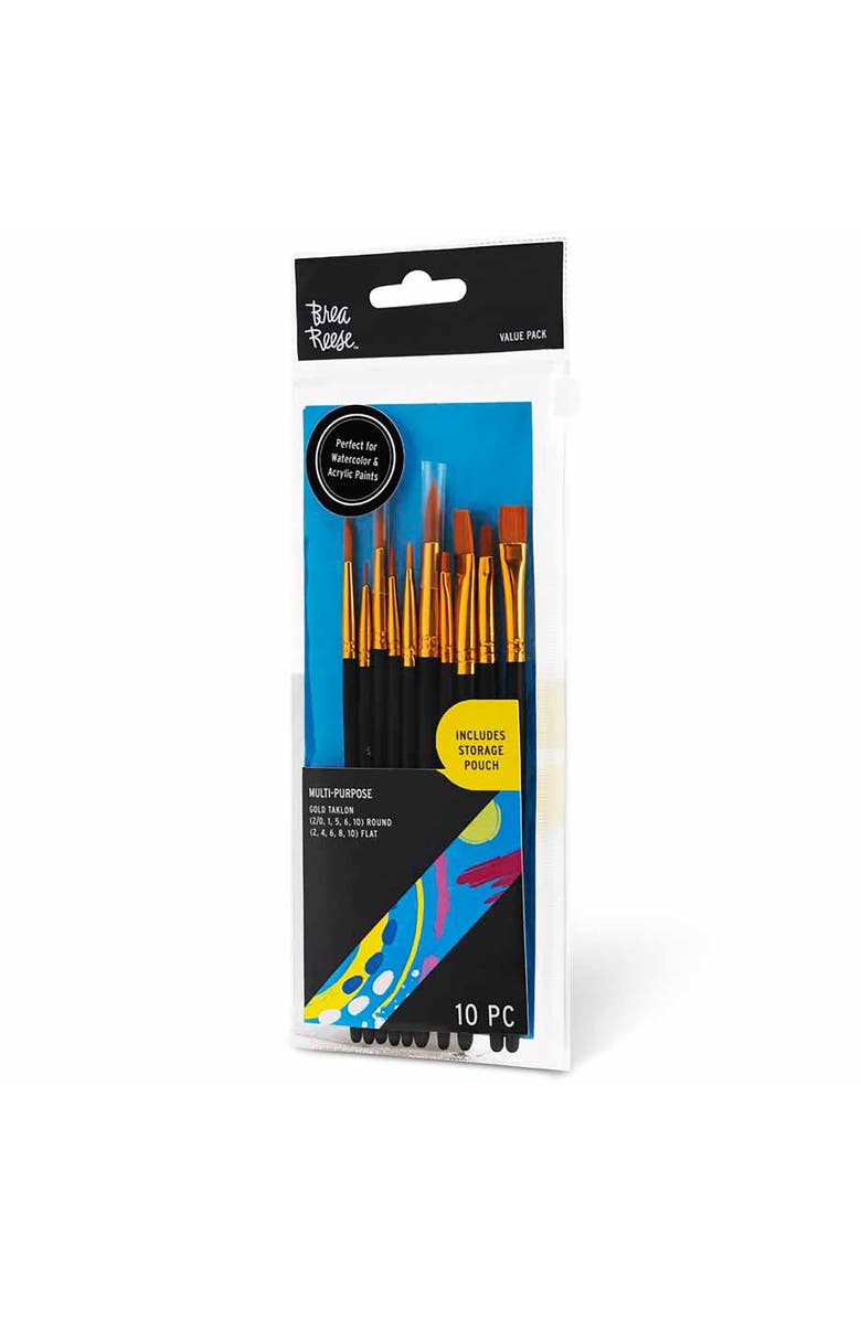 Brea Reese Brush Set Value Pack 10Pc Gold Taklon Bristles, Alternate, color, Gold