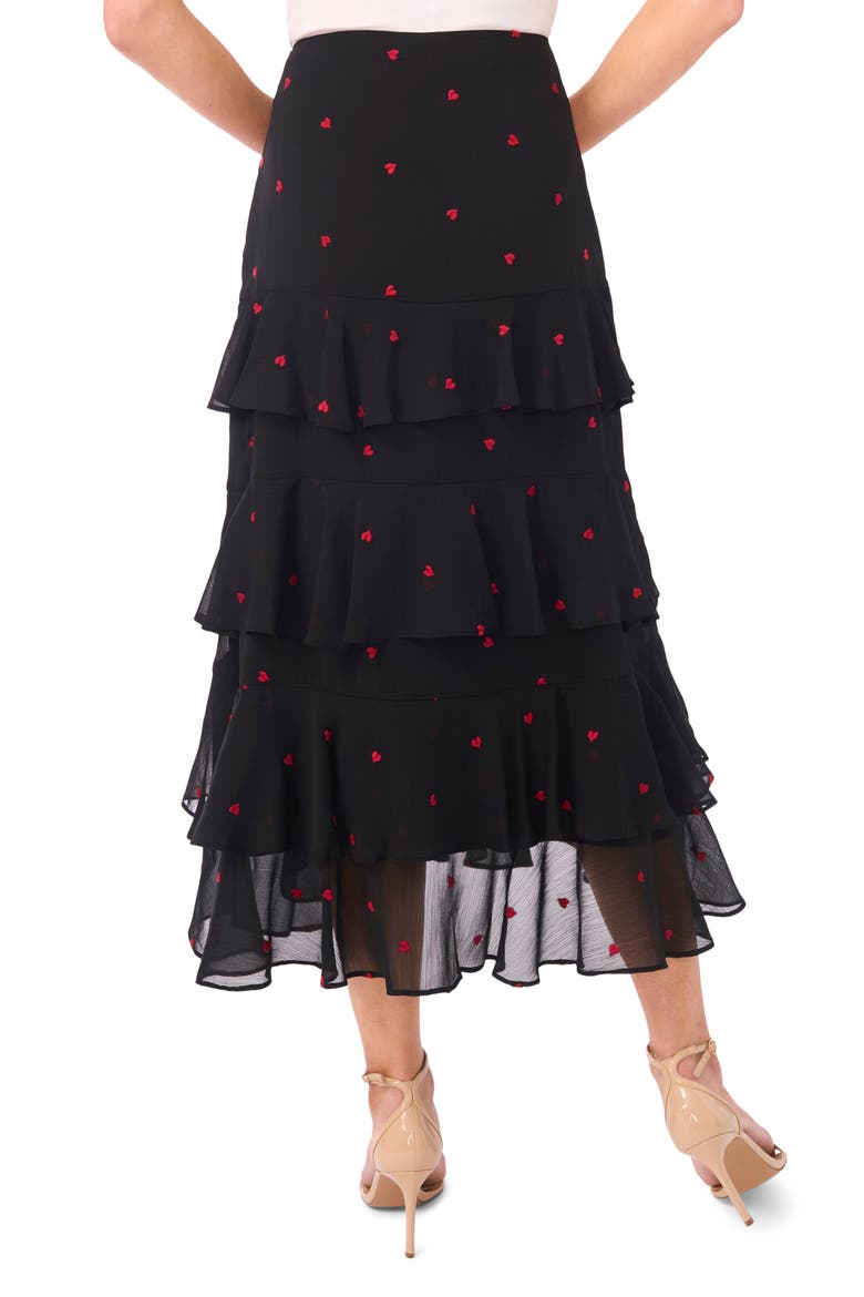 Embroidered Heart Ruffle Tiered Midi Dress, Alternate, color, RICH BLACK