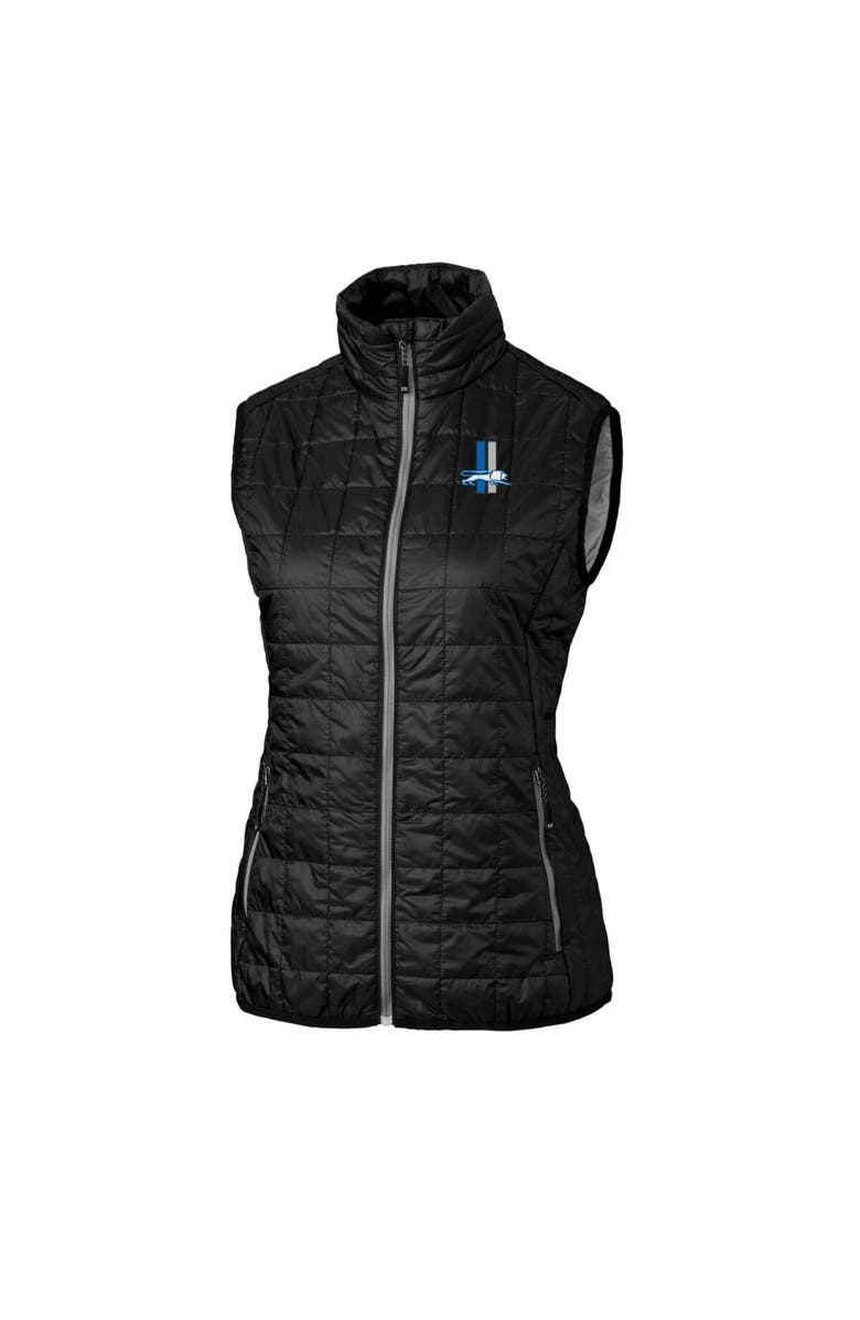 Cutter & Buck Women's Cutter & Buck Black Detroit Lions Throwback Logo Rainier PrimaLoft Eco Full-Zip Puffer Vest, Alternate, color, 