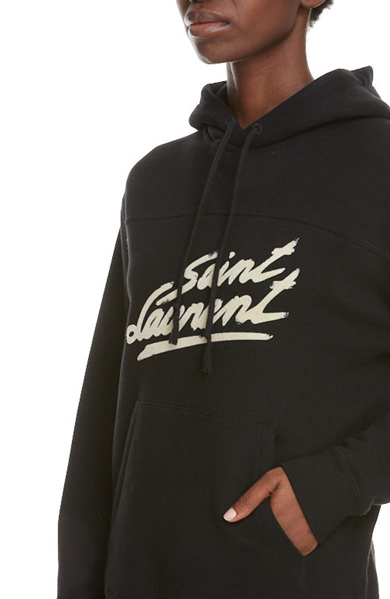 Saint Laurent Logo Hoodie, Alternate, color,