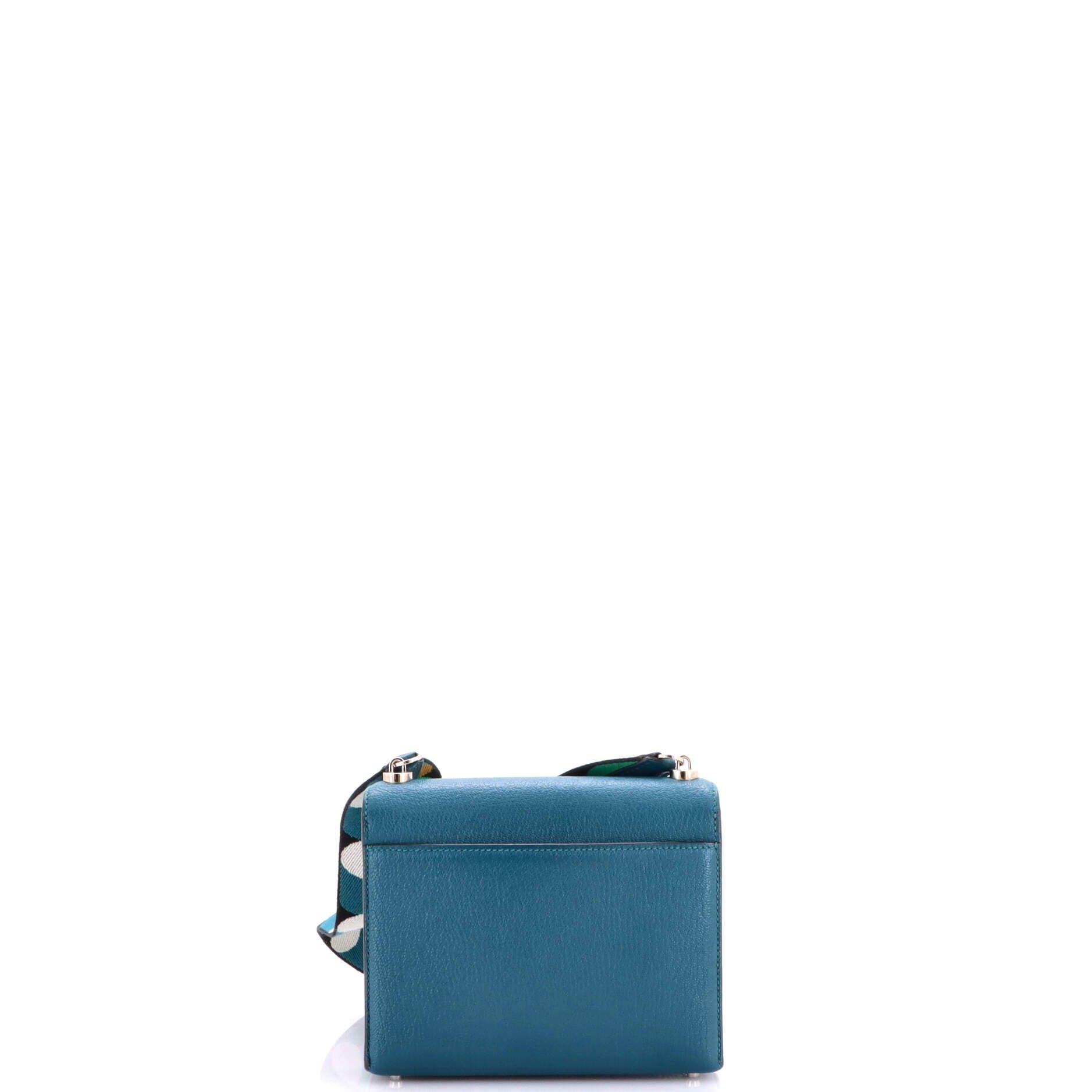 Pre-Owned Hermes Verrou Bag Chevre Mysore and Canvas Mini, Alternate, color, Vert Bosphore