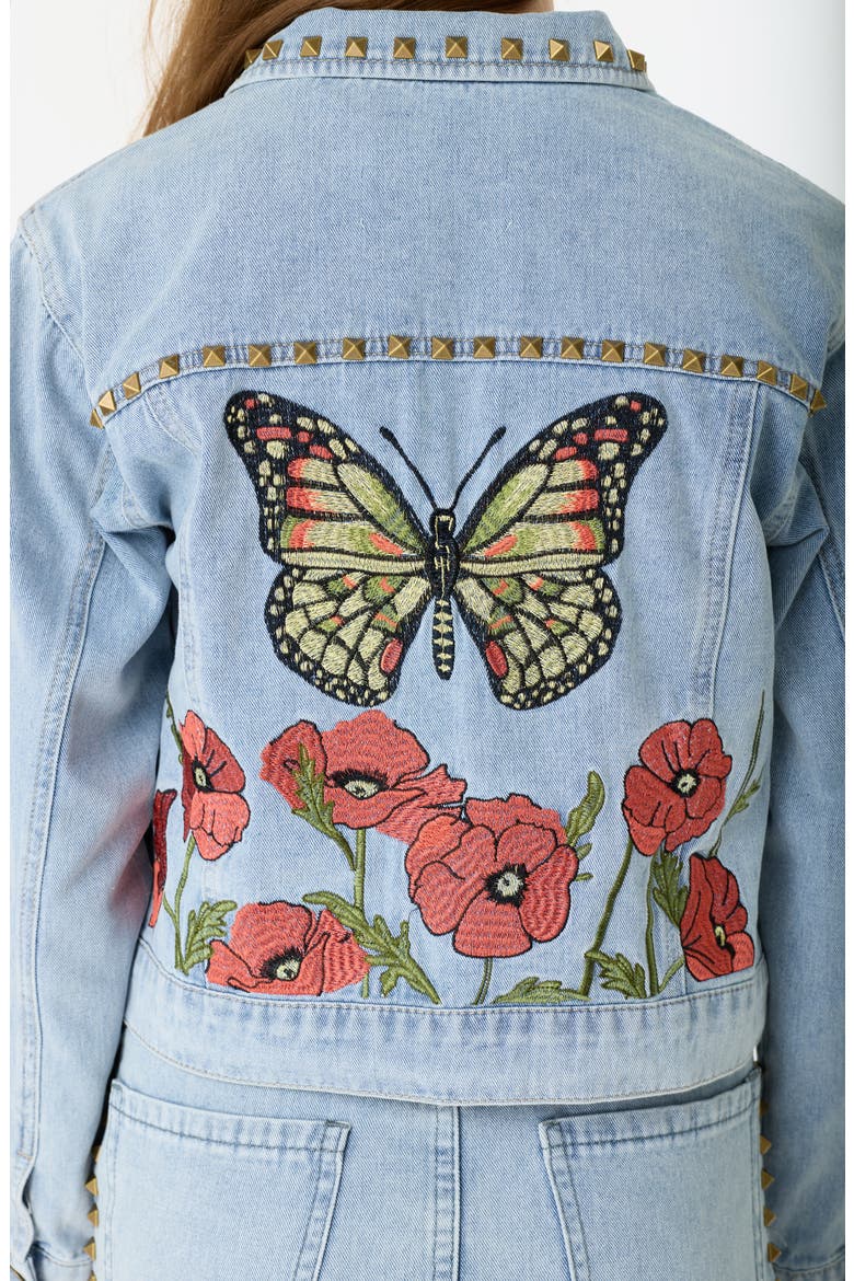 Nina Studded Denim Trucker Jacket, Alternate, color, LIGHT WASH