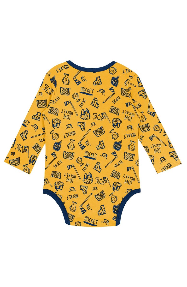 Outerstuff Infant Gold Nashville Predators Dynamic Defender Long Sleeve Bodysuit, Alternate, color,