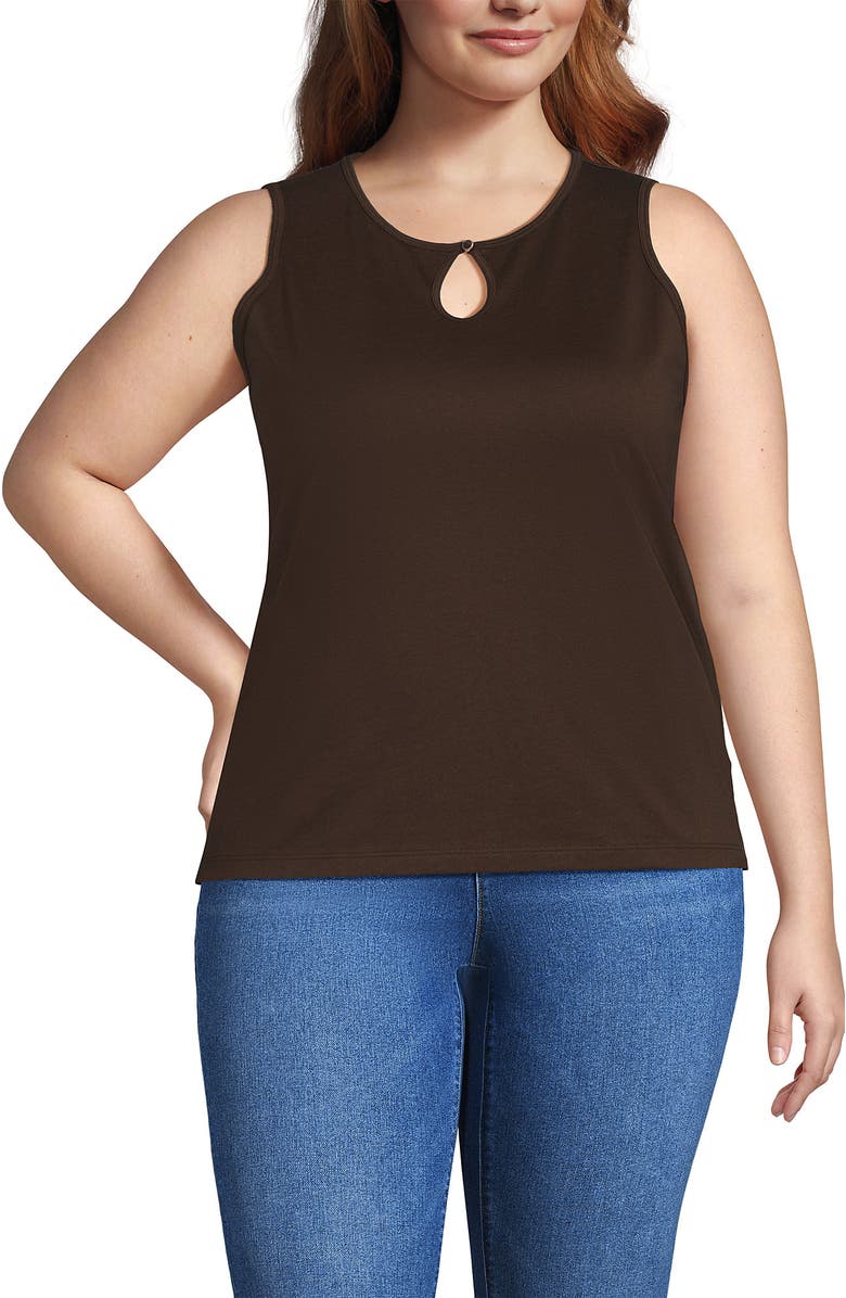 Lands' End Supima Keyhole Tank, Main, color, Rich Coffee