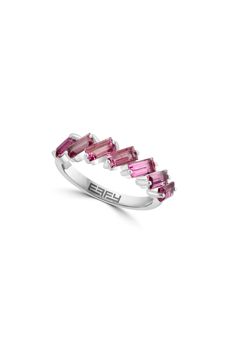 Sterling Silver Baguette Pink Tourmaline Ring, Main, color, STERLING SILVER