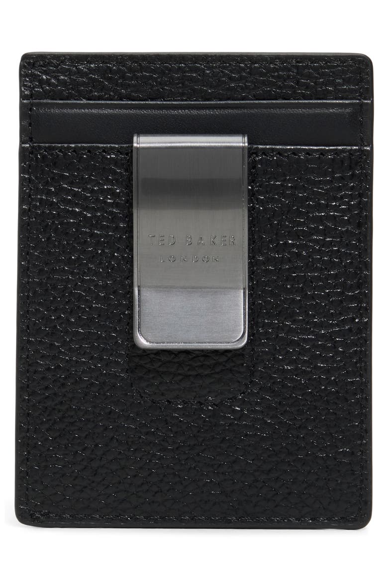 Leather Card Case & Money Clip Set, Alternate, color, BLACK