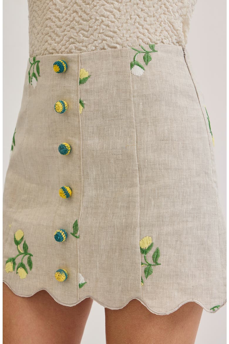 Sophia Floral Embroidery Linen Miniskirt, Alternate, color, BEIGE FLORAL