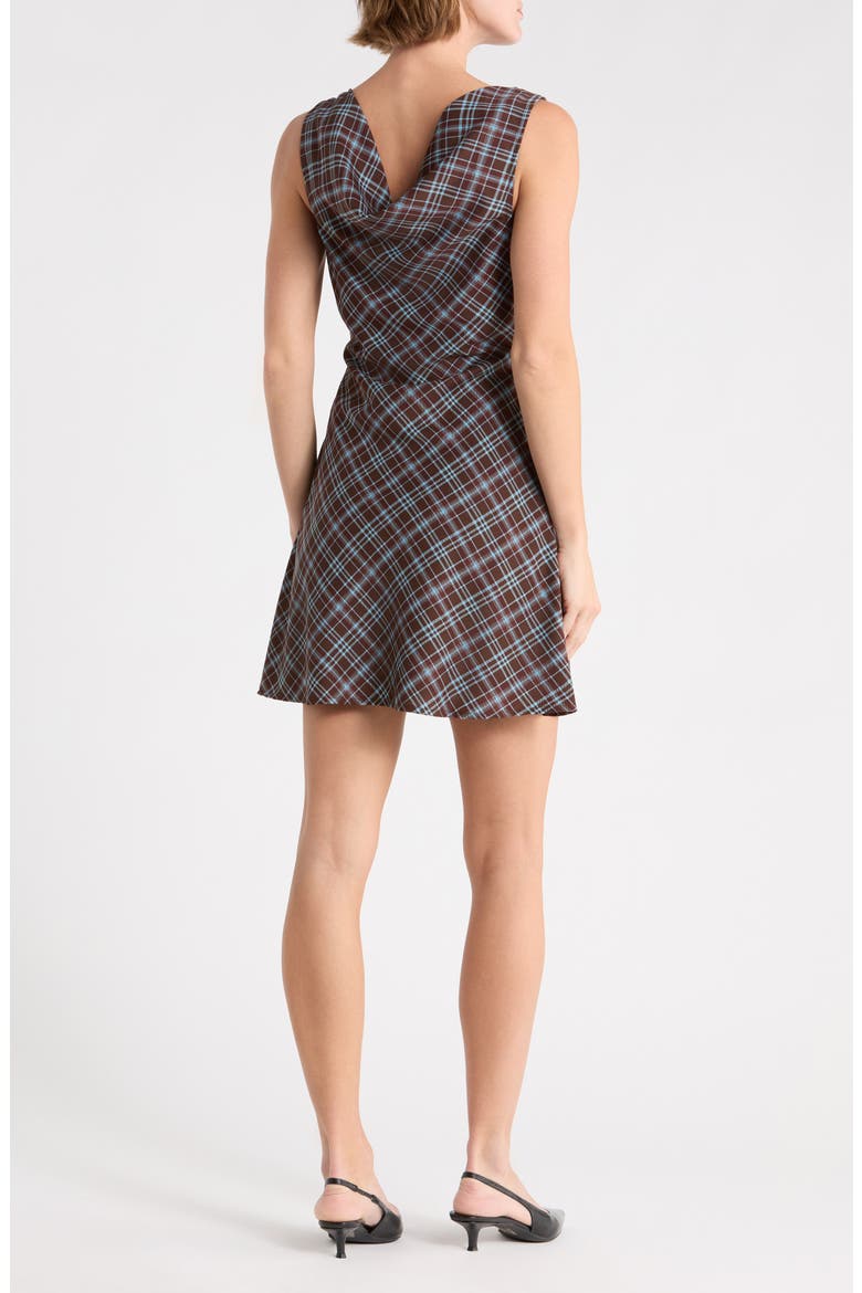 Plaid Cowl Neck Minidress, Alternate, color, BROWN BLUE PLAID