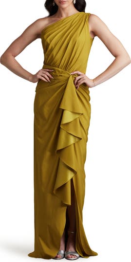 Tadashi Shoji One-Shoulder Side Ruffle Gown | Nordstrom