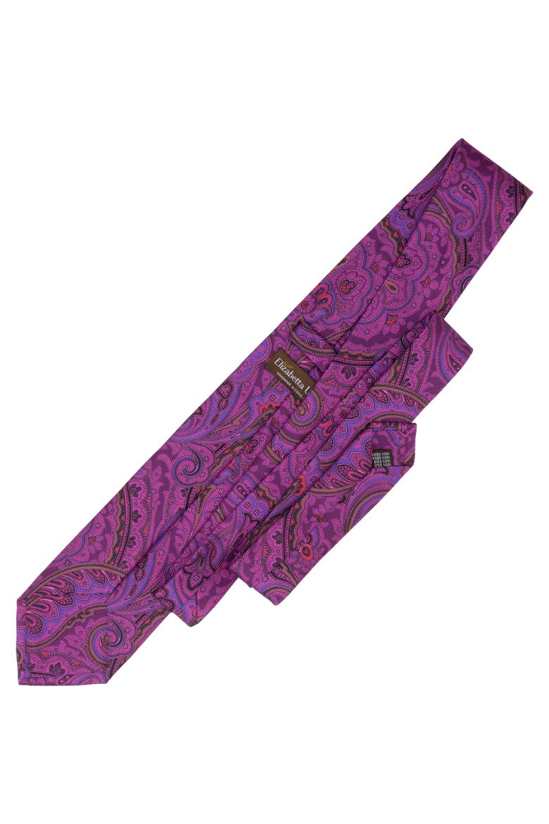 Cosimo - Extra Long Printed Silk Tie for Men, Alternate, color, Magenta