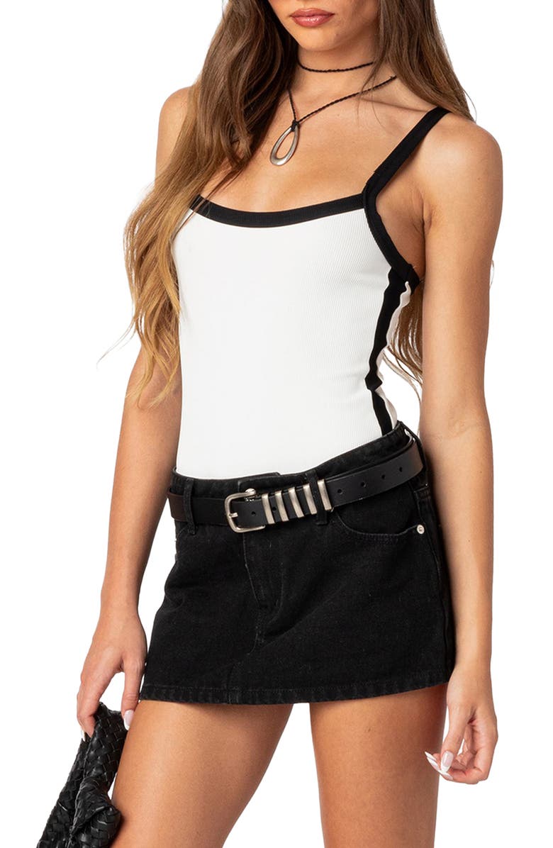 EDIKTED Contrast Rib Bodysuit, Alternate, color,