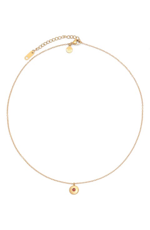 Birthstone Disc Pendant Necklace
