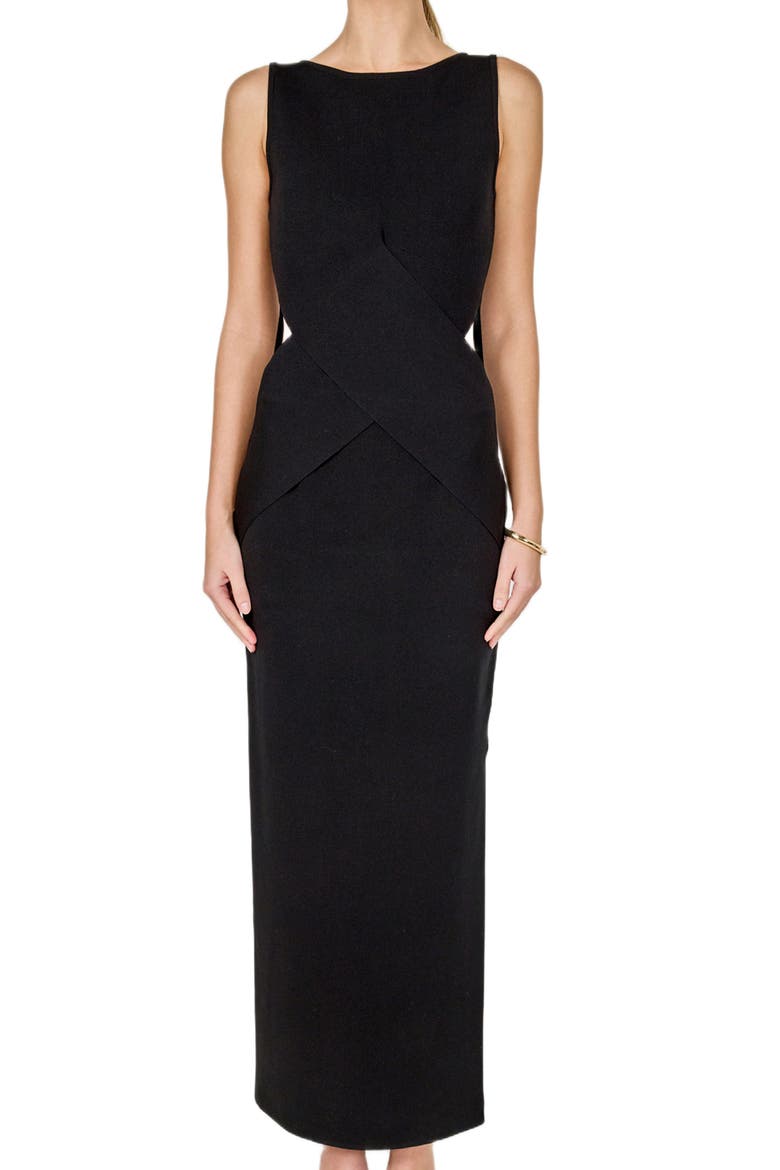Cutout Detail Column Dress, Alternate, color, BLACK