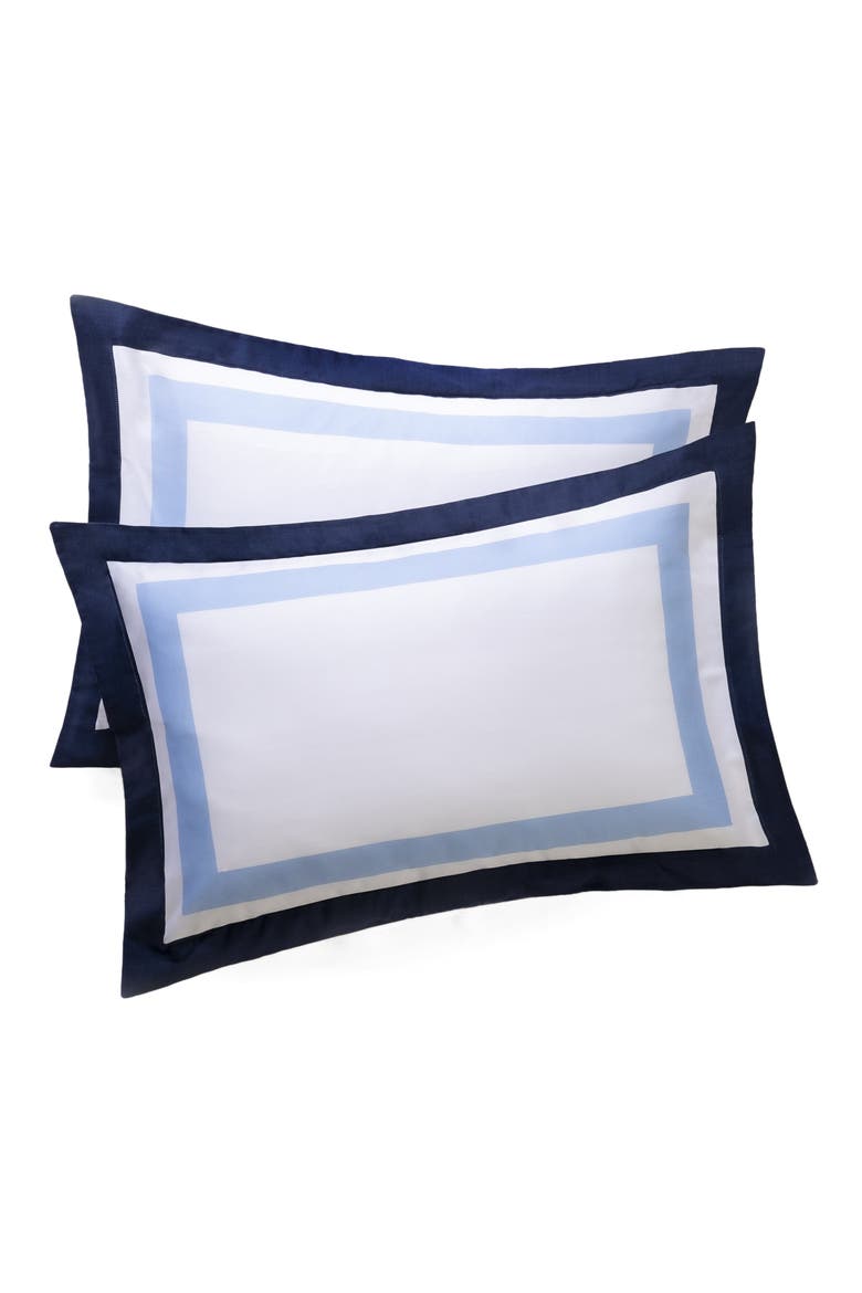 Double Border Turkish Cotton Sham Set, Main, color, NAVY