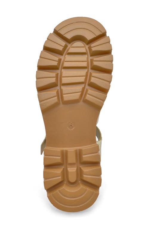 Kenneth Cole Herron Lizard Embossed Lug Sole Sandal In Soft Gold Leather