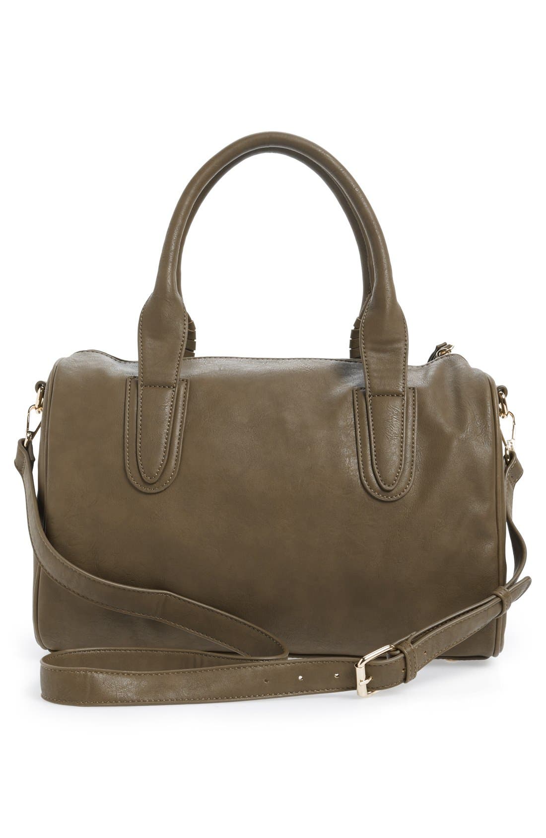 'Kelley' Faux Leather Satchel, Alternate, color, OLIVE