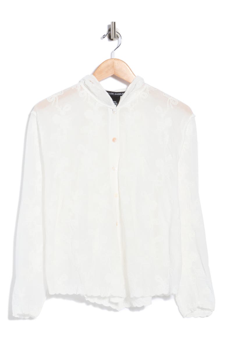Embroidered Cotton Hooded Shirt, Main, color, WHITE
