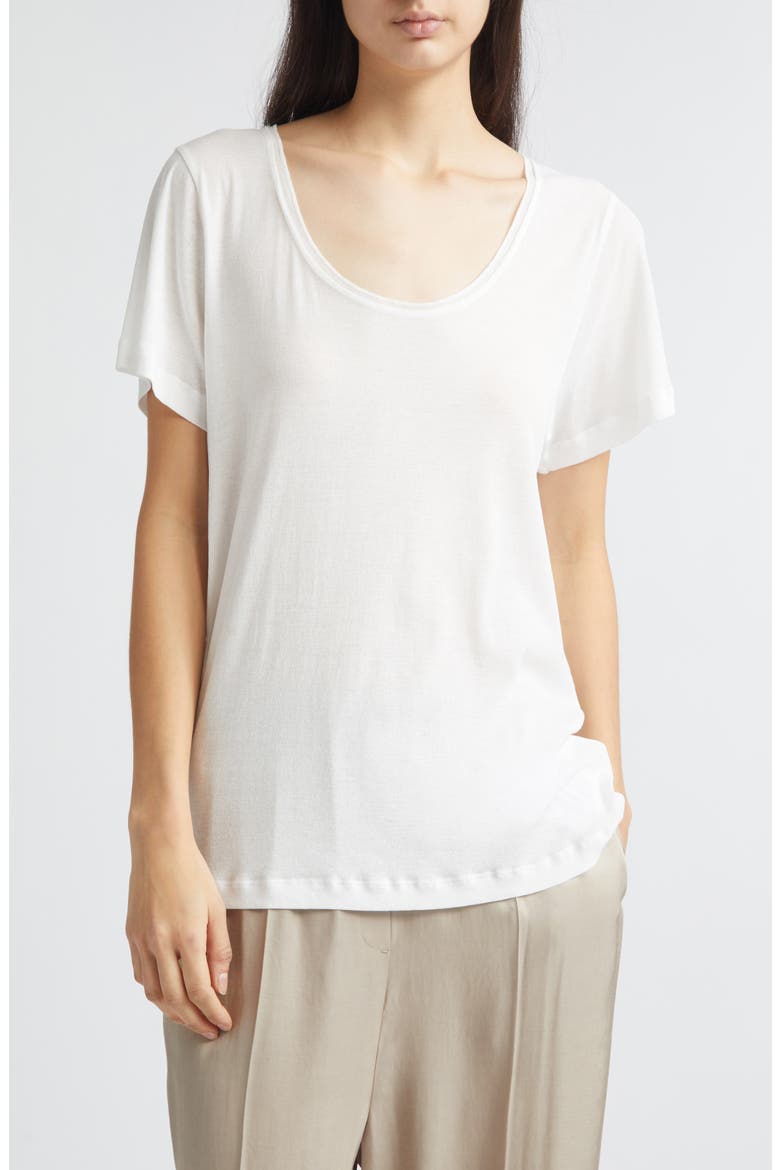Dion Cotton Scoop Neck T-Shirt, Main, color, WHITE