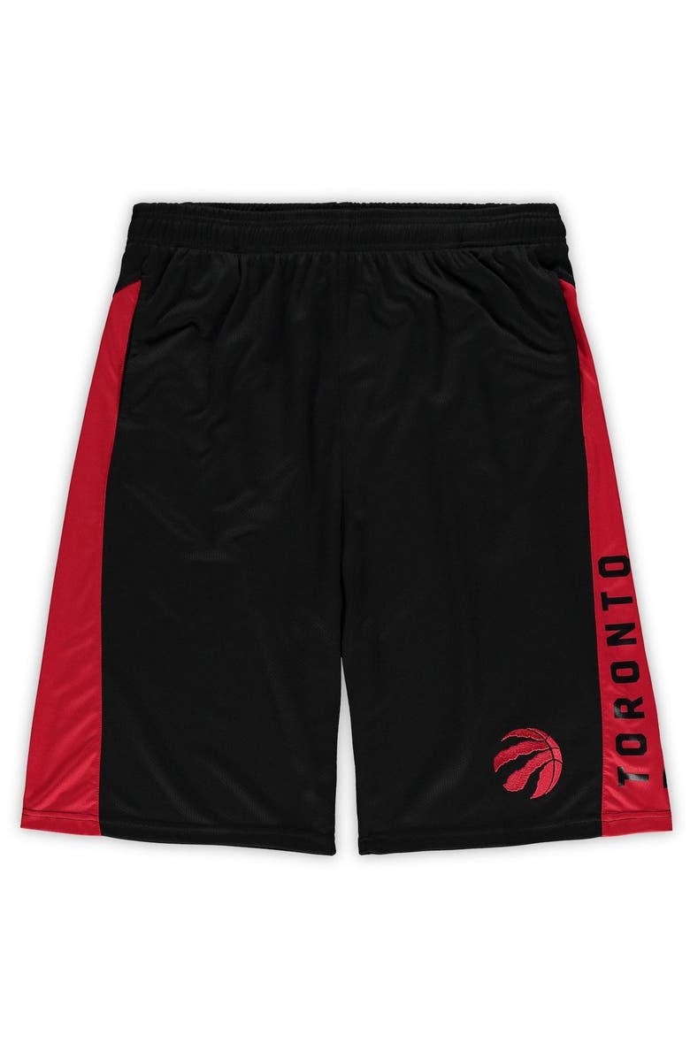 FANATICS Men's Fanatics Branded Black/Red Toronto Raptors Big & Tall Wordmark Logo Practice Shorts, Main, color, 