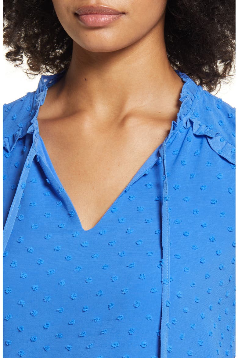 Clip Dot Tie Front Top, Alternate, color, BLUE