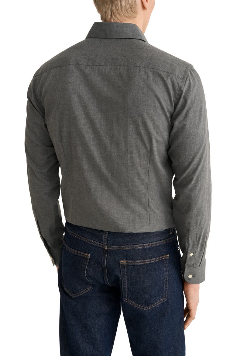 Slim Fit Organic Supima® cotton Flannel Shirt, Alternate, color, DARK GREY