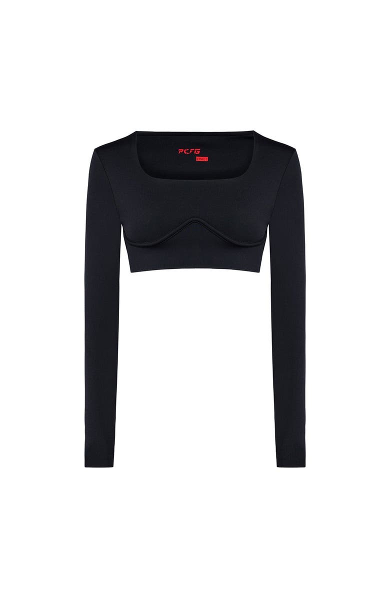 PCFG Free Heaven Long Sleeve Crop Top, Alternate, color, Black
