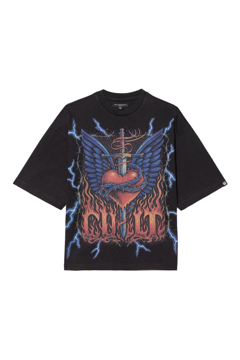 Graphic Oversized Cotton T-shirt, Alternate, color, VINTAGE CHARCOAL