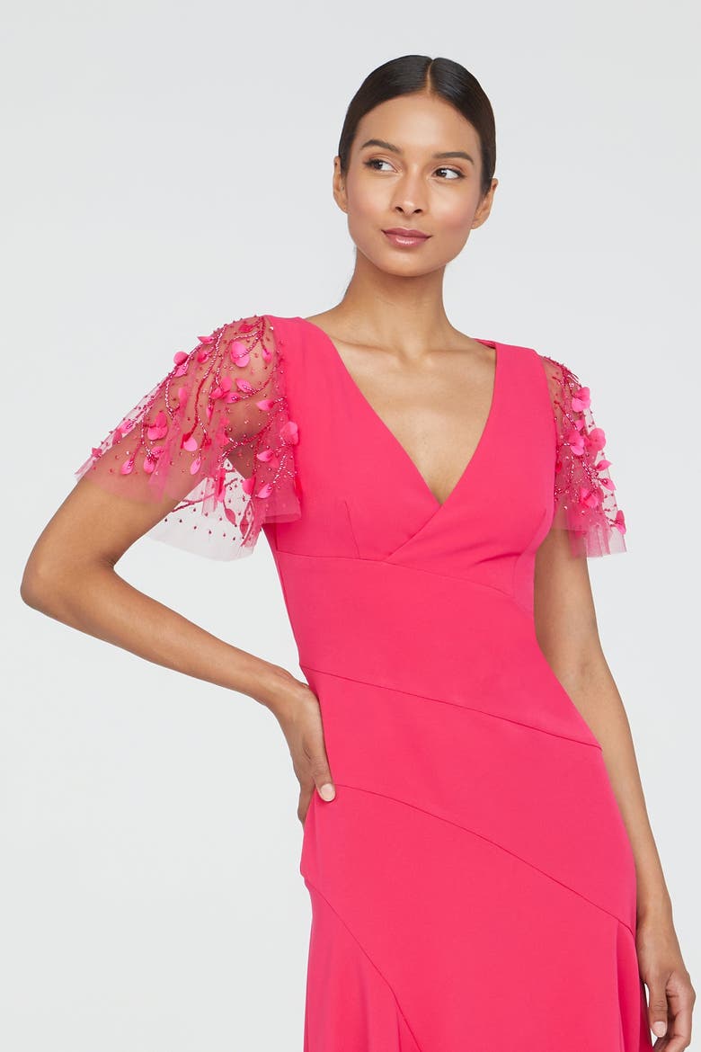 Jazlyn Asymmetric Dress, Alternate, color, Begonia