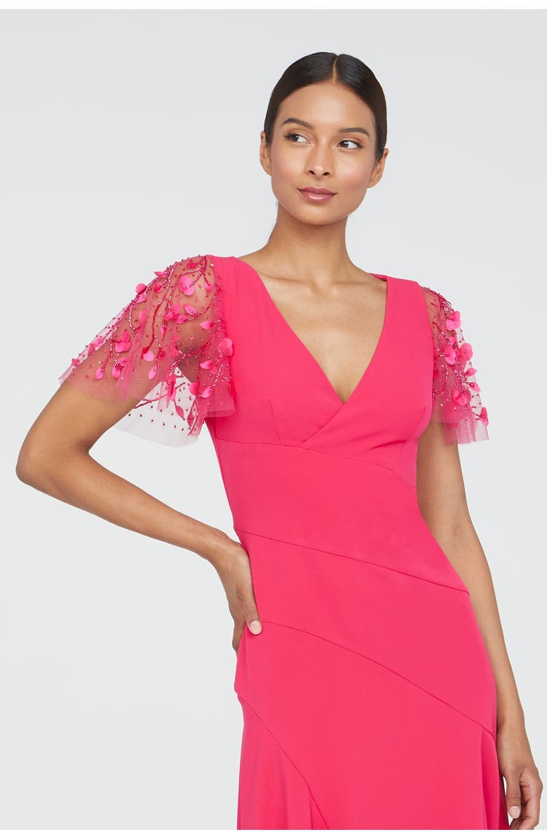 Theia Jazlyn Asymmetric Dress, Alternate, color, Begonia