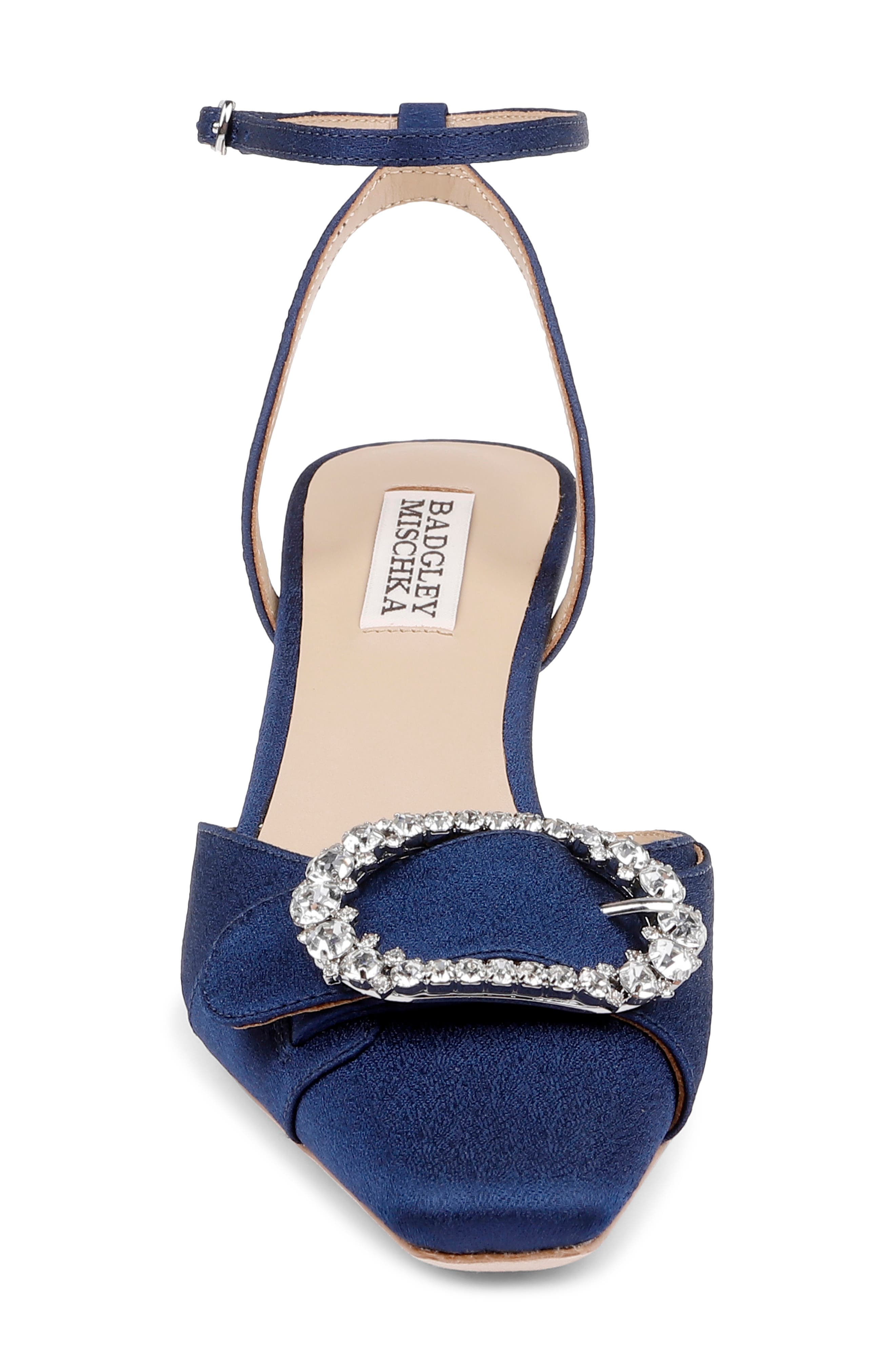 Odesza Kitten Heel Ankle Strap Pump, Alternate, color, NAVY CREPE