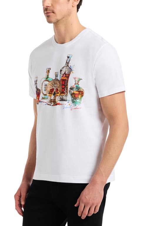 Robert Graham Liquid Skull Cotton Graphic T-shirt In White