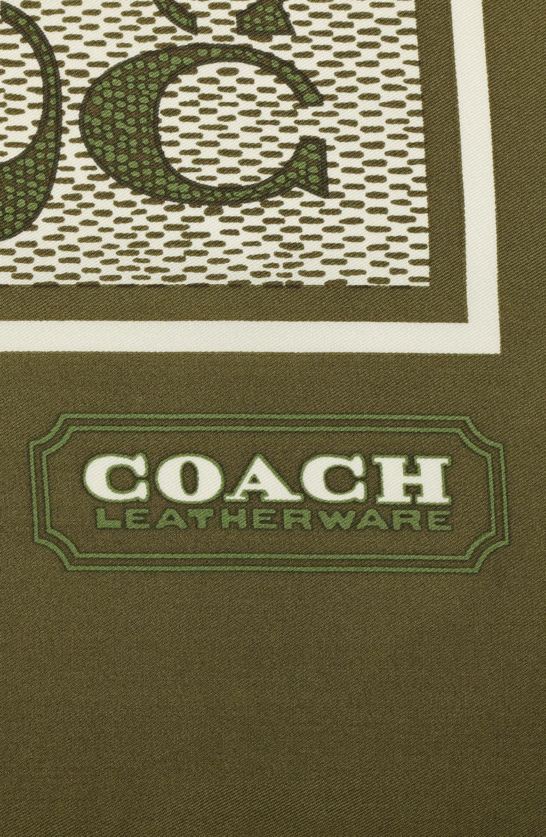 COACH Textured Signature Logo Square Silk Scarf, Alternate, color, Olive
