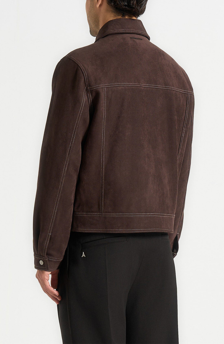 Manière De Voir Vince Suede Contrast Stitch Jacket, Alternate, color, Brown