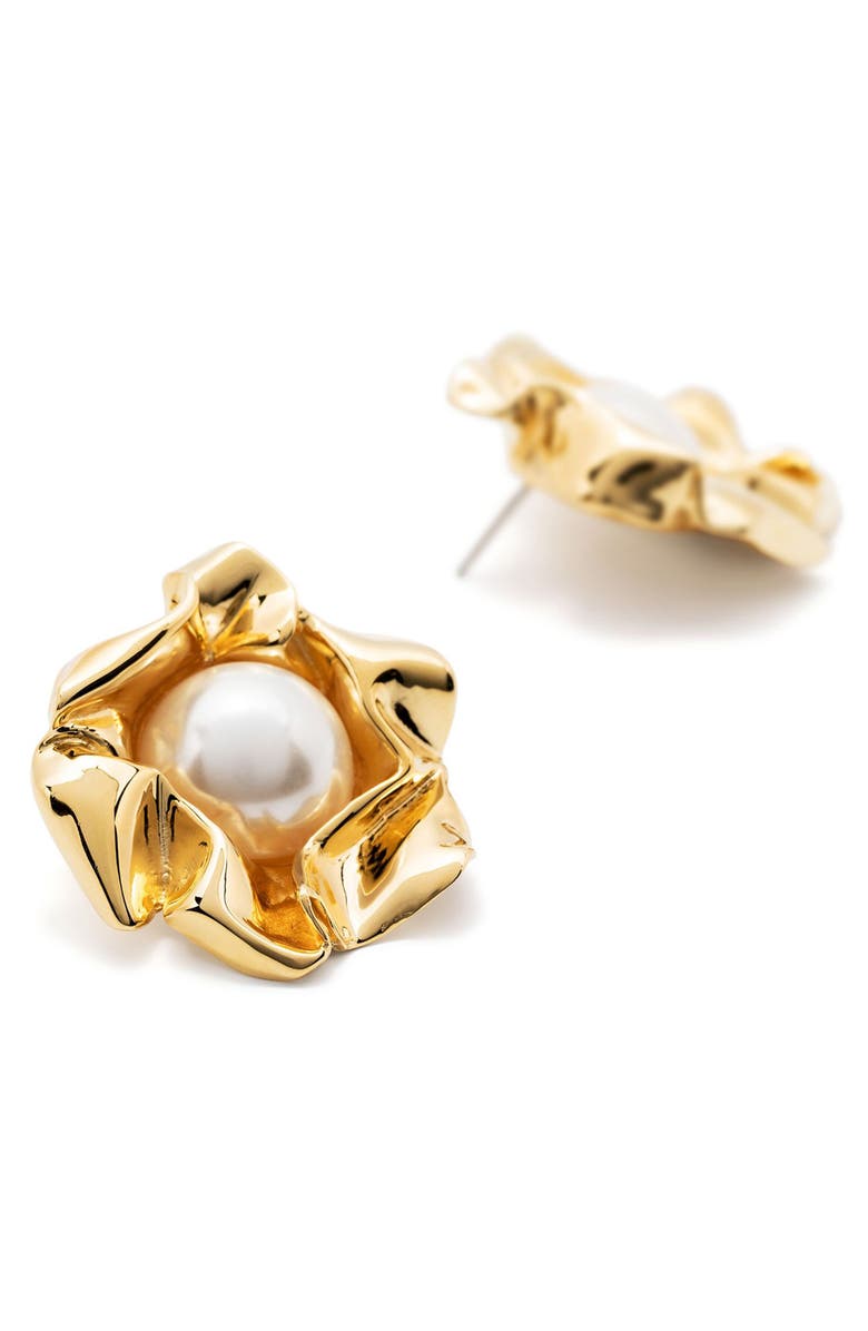 Sterling King Titania Faux Pearl Stud Earrings, Alternate, color, 