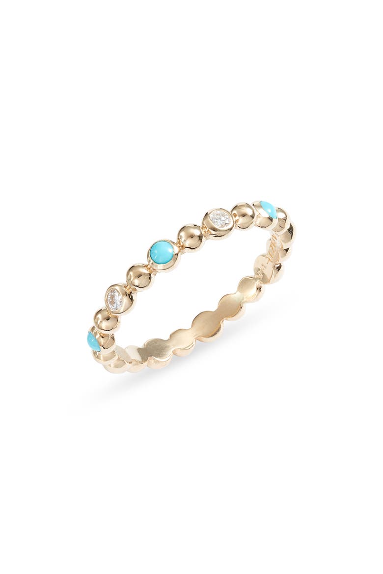 Dew Drop Étoile Diamond & Turquoise Ring, Main, color, GOLD