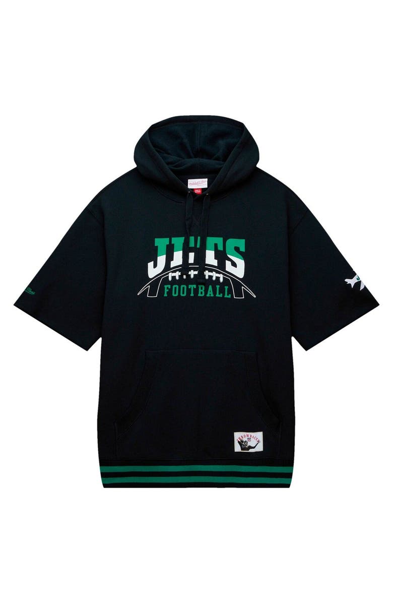 Mitchell & Ness Men's Mitchell & Ness Black New York Jets Pre-Game Short Sleeve Pullover Hoodie, Alternate, color, Black