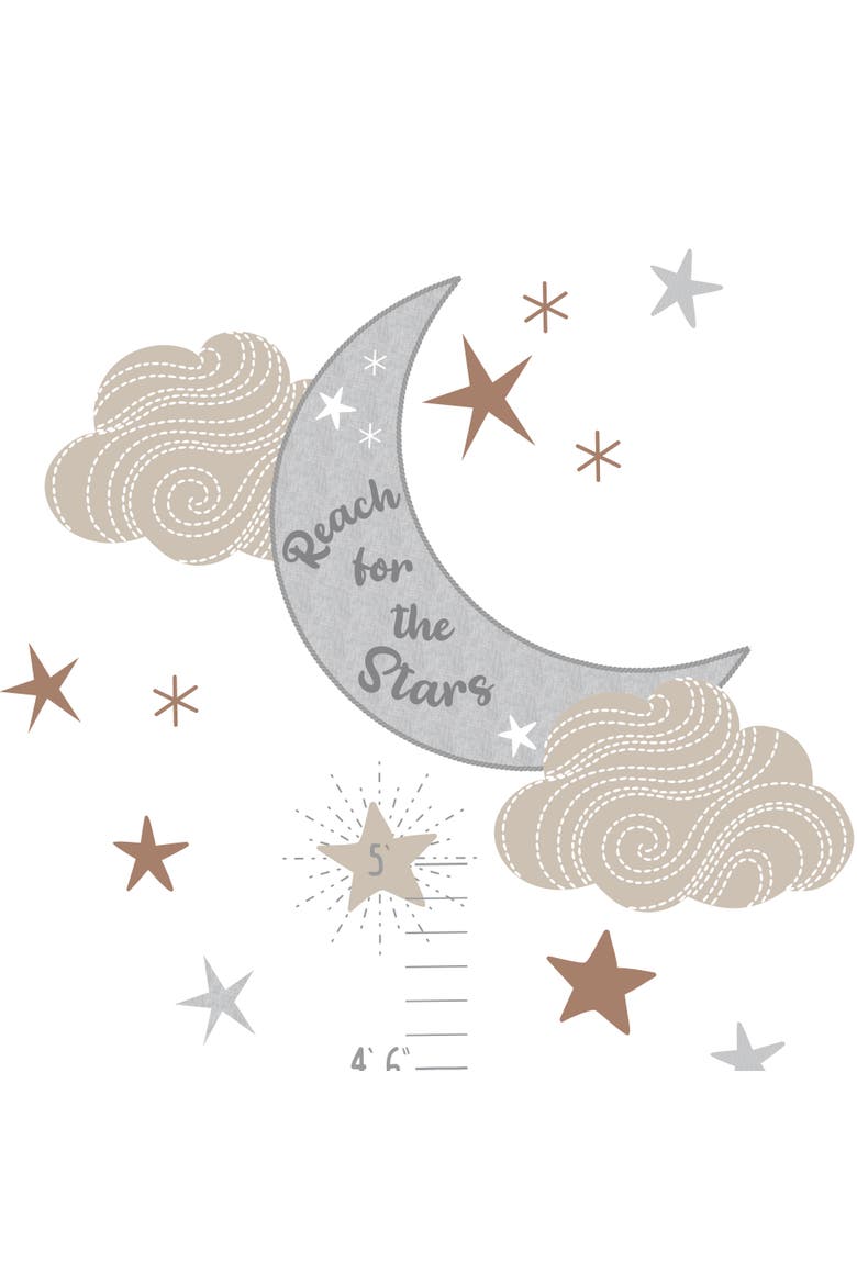 Celestial Moon & Stars Toddler/Kids Growth Chart Wall Decal/Sticker, Alternate, color, Multicolor