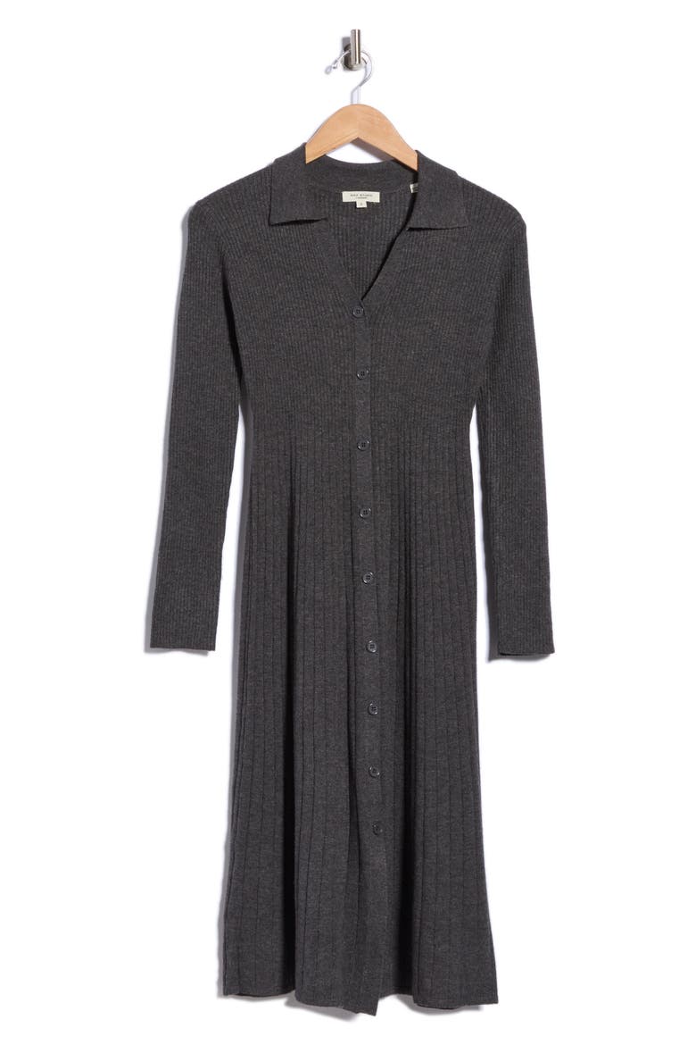 Long Sleeve Ribbed Sweater Dress, Alternate, color, HEATHER CHARCOAL