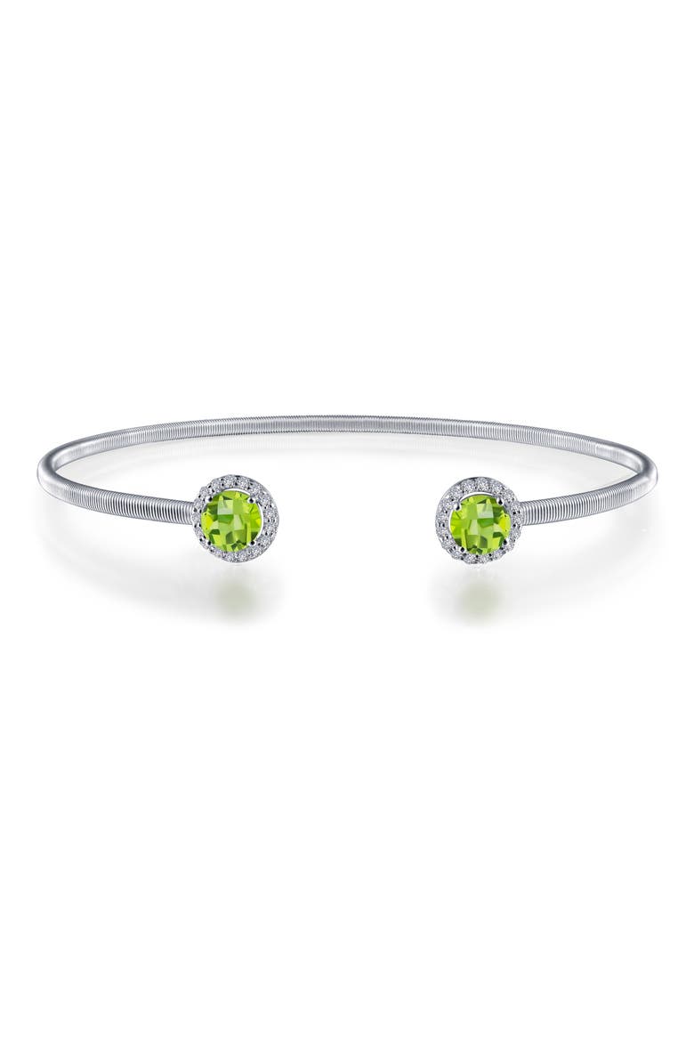 Lassaire Simulated Diamond Cuff, Main, color, SILVER/ AUGUST PERIDOT
