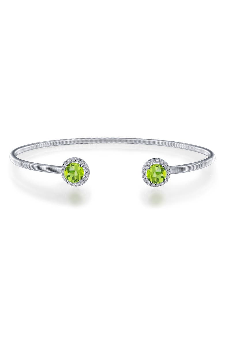 Lafonn Lassaire Simulated Diamond Cuff, Main, color, Silver/ August Peridot