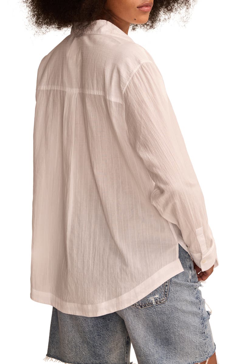 Lucky Brand Pintuck Detail Tonal Stripe Cotton Button-Up Shirt, Alternate, color, 