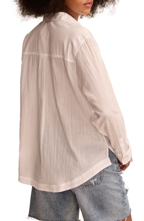 Lucky Brand Pintuck Detail Tonal Stripe Cotton Button-up Shirt In Bright White