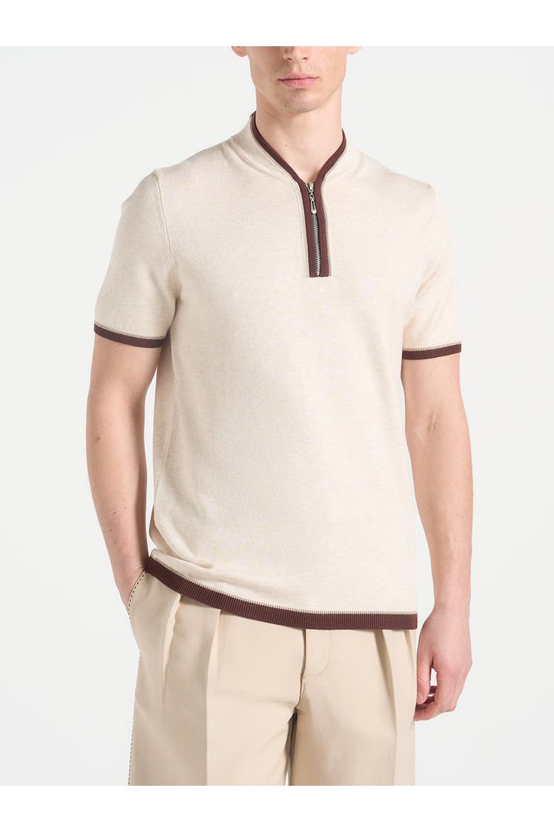 Clement Crew Neck Zip Polo Shirt, Alternate, color, Cream