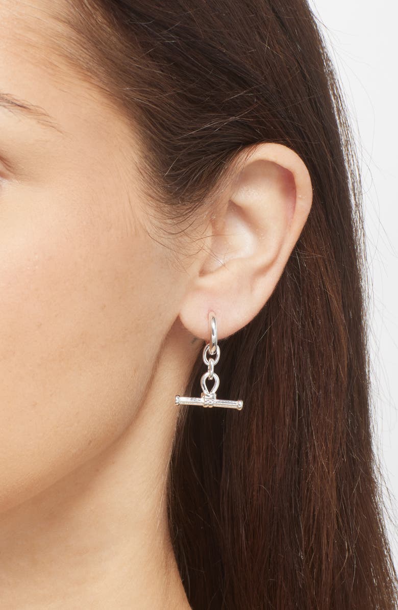 Missoma Ridge T-Bar Drop Hoop Earrings, Alternate, color, Silver