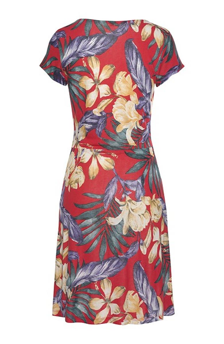 LASCANA Women's Pattern V-Neck Dress, Alternate, color, Red Multi