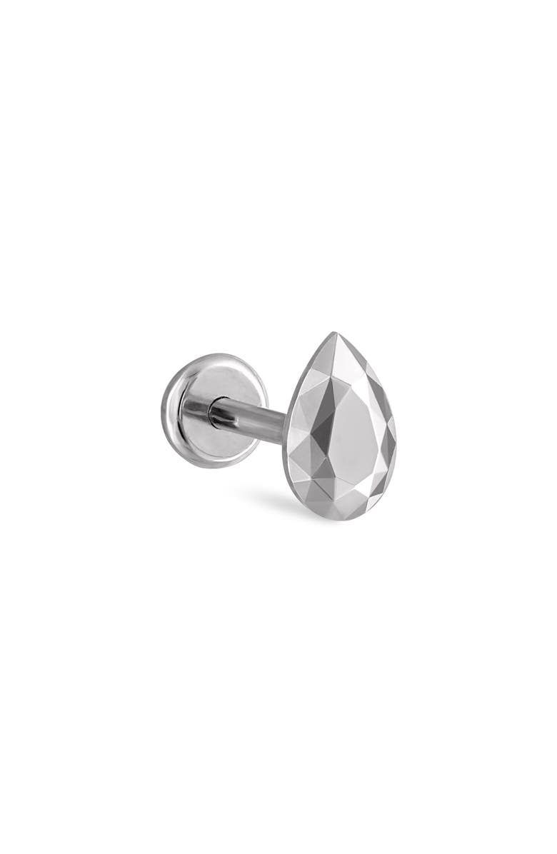 MARIA TASH Faceted Pear Single Threaded Stud Earring, Main, color, White Gold