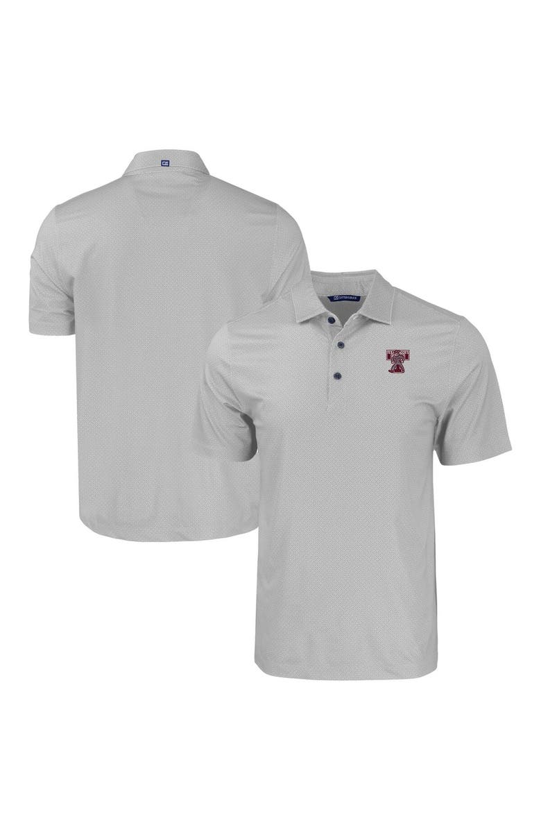 Cutter & Buck Men's Cutter & Buck Gray Texas A&M Aggies Pike Eco Tonal Geo Print Stretch Recycled Polo, Main, color, Gray