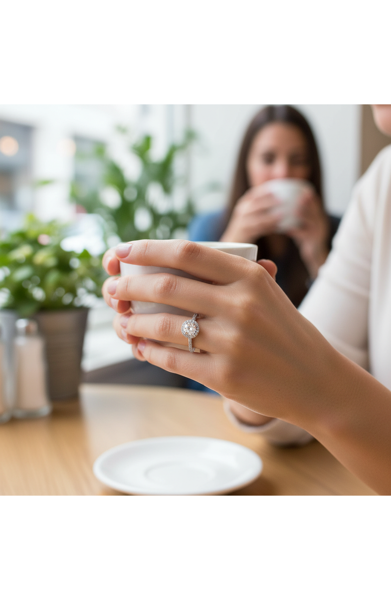 LuvMyJewelry Paloma 14K White Gold Round Cut Lab Grown Diamond Halo Engagement Ring - 1.5 ctw, Alternate, color,