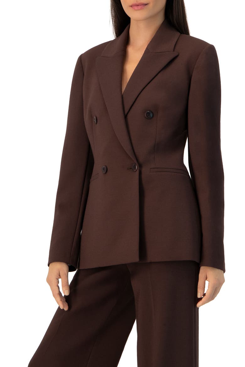 Tailored Double Breasted Blazer, Alternate, color, Brown